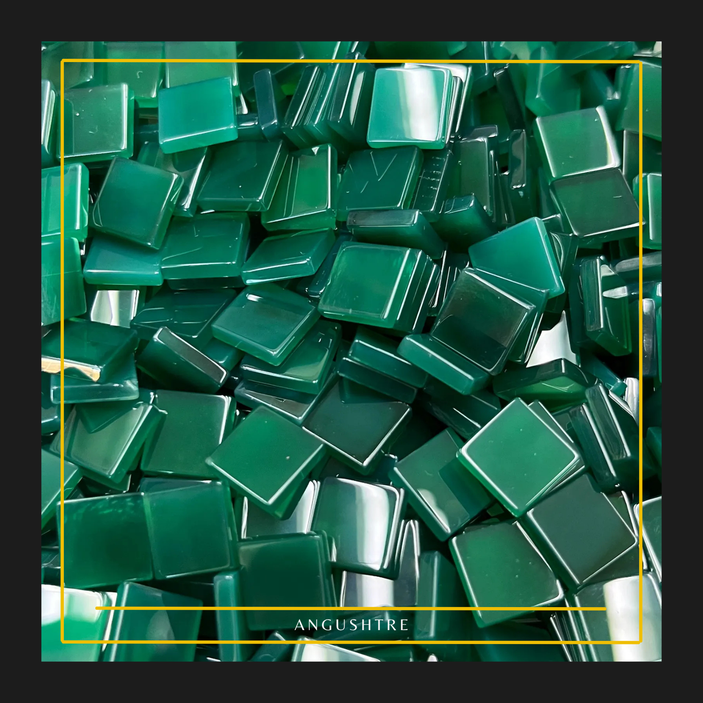 Natural Green Aqeeq Raza – Square Cut Premium Gemstone (100% Authentic)