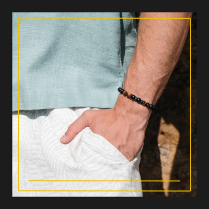Men’s Onyx & Tiger Eye Beaded Bracelet – Strength. Balance. Power.