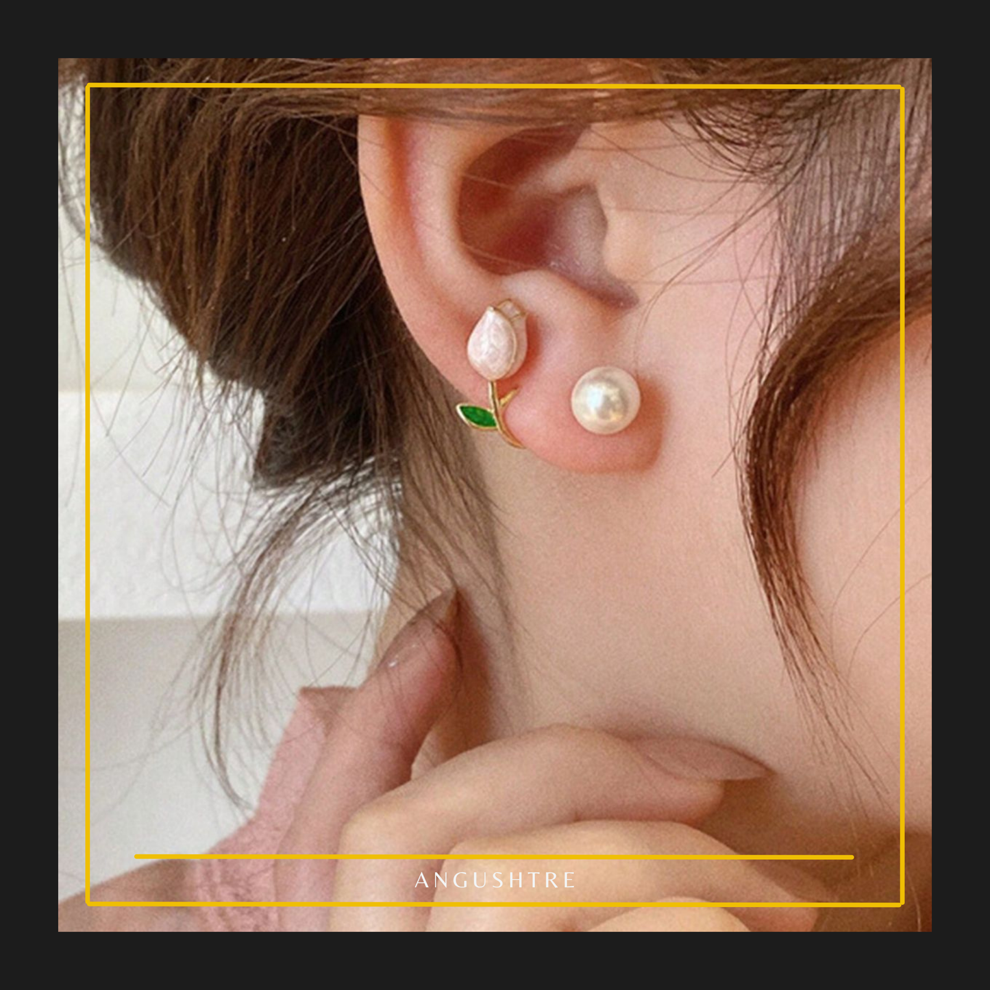 Elegant Leaf Pearl Stud Earrings – Minimalist Daily Wear