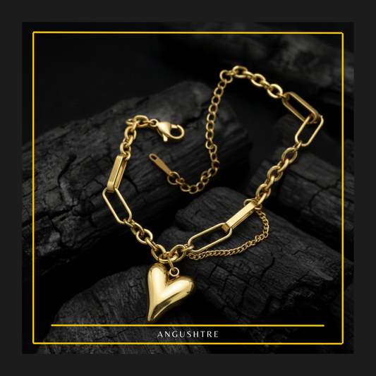 Gold Chunky Chain Bracelet Heart Bracelet