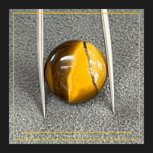 Natural Tiger Eye Stone (Round Shape) – Premium Golden-Brown Agate Gemstone