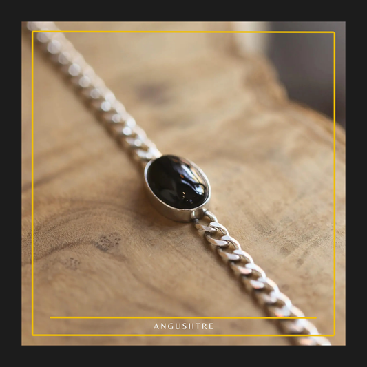 Black Yumni Hussaini Aqeeq  Silver Chain Bracelet – Strength & Protection