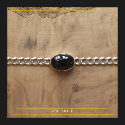 Black Yumni Hussaini Aqeeq  Silver Chain Bracelet – Strength & Protection