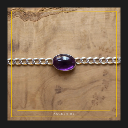 Amethyst Silver Chain Bracelet – Peace & Balance