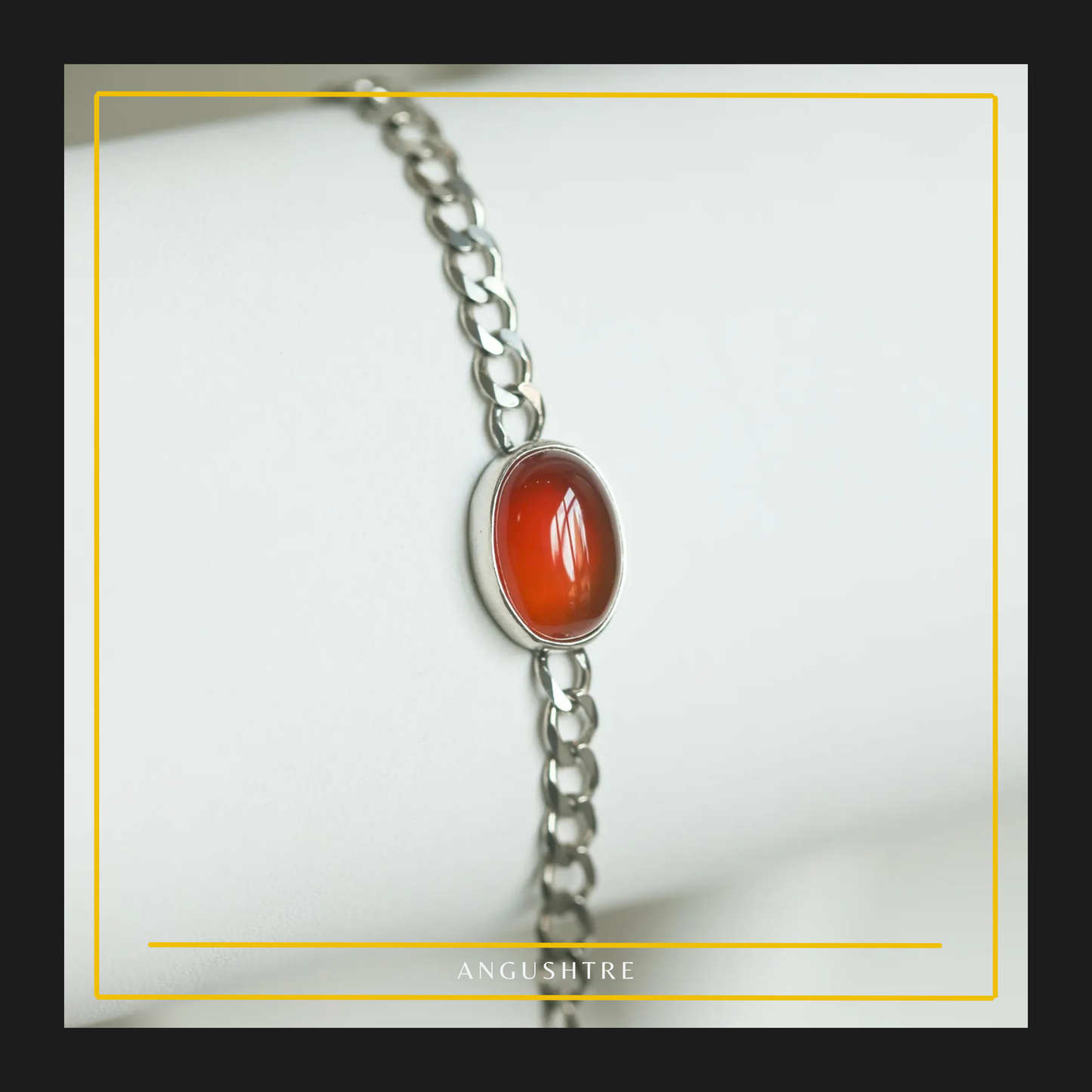 Yumni Red Agate (Aqeeq) Silver Chain Bracelet
