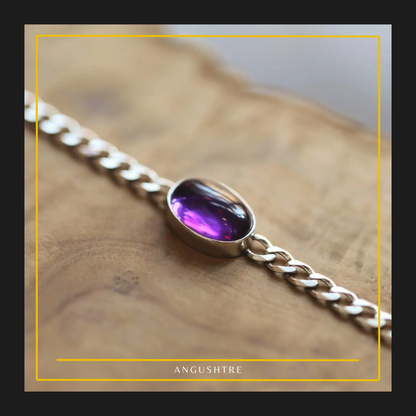 Amethyst Silver Chain Bracelet – Peace & Balance
