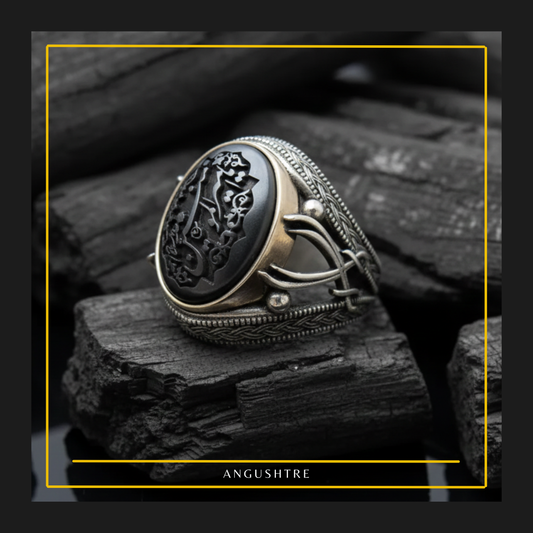 Zulfiqar Warrior Silver Ring – Saang Hadeed (Hematite) Gemstone in 925 Pure Sterling Silver for Men