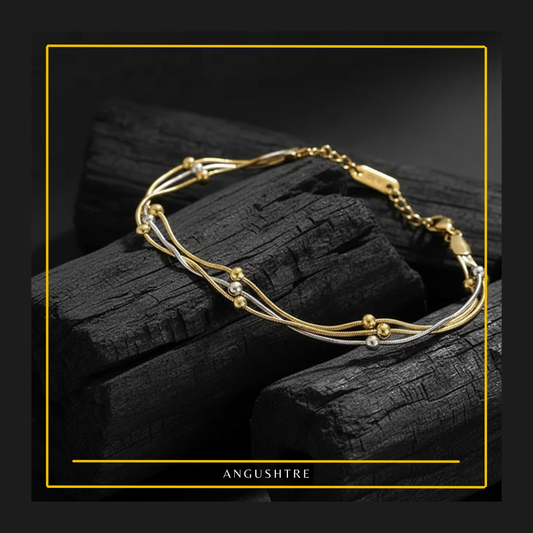 Triple ball two tone bracelet