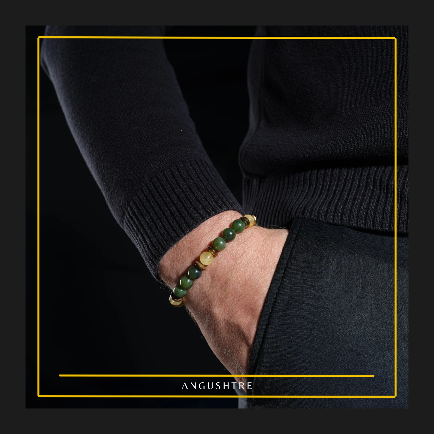 Men’s Green Jade & Citrine Bracelet Set (Set of 2) – Energy, Focus & Prosperity