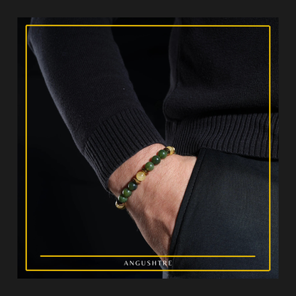 Men’s Green Jade & Citrine Bracelet Set (Set of 2) – Energy, Focus & Prosperity