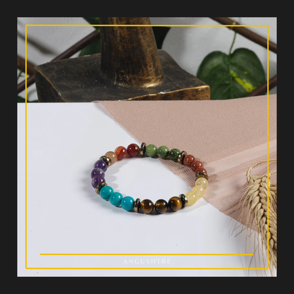Chakra & Onyx Bead Bracelet (Unisex)