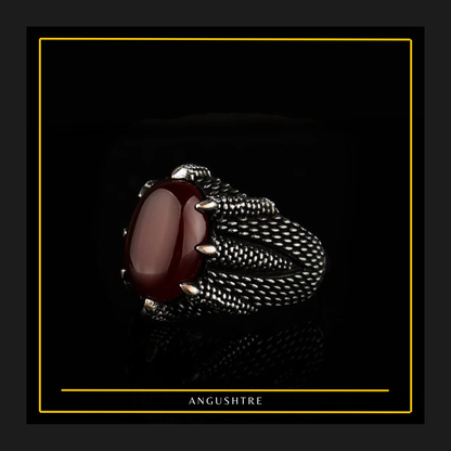 Tiger Claw Lion Ring – Yumni Brown Aqeeq Stone