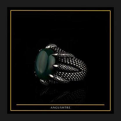 Tiger Claw Lion Ring – Green Aqeeq Aqeeq Stone