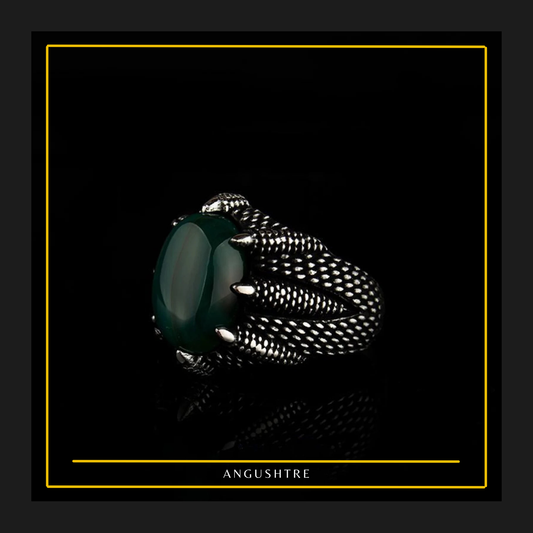 Tiger Claw Lion Ring – Green Aqeeq Aqeeq Stone