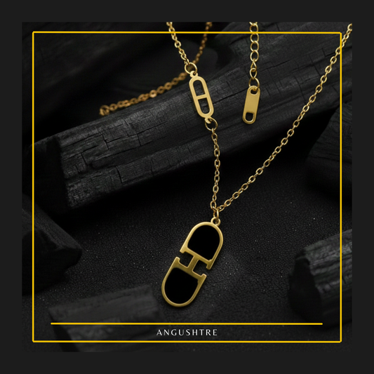 stainles steal chain with black stone