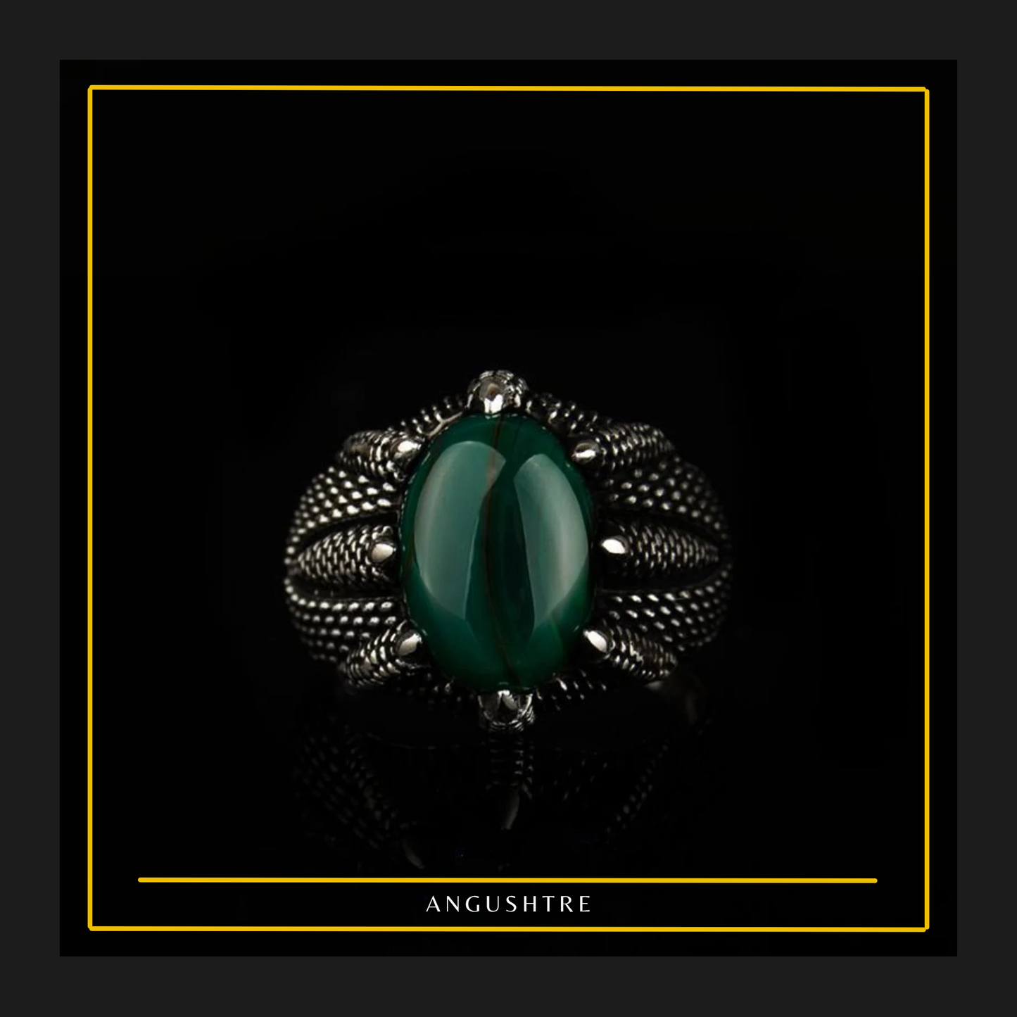 Tiger Claw Lion Ring – Green Aqeeq Aqeeq Stone