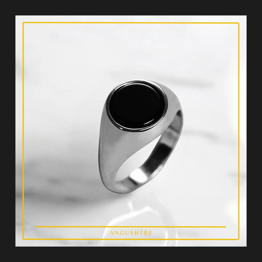 Natural Black Aqeeq Men's Ring