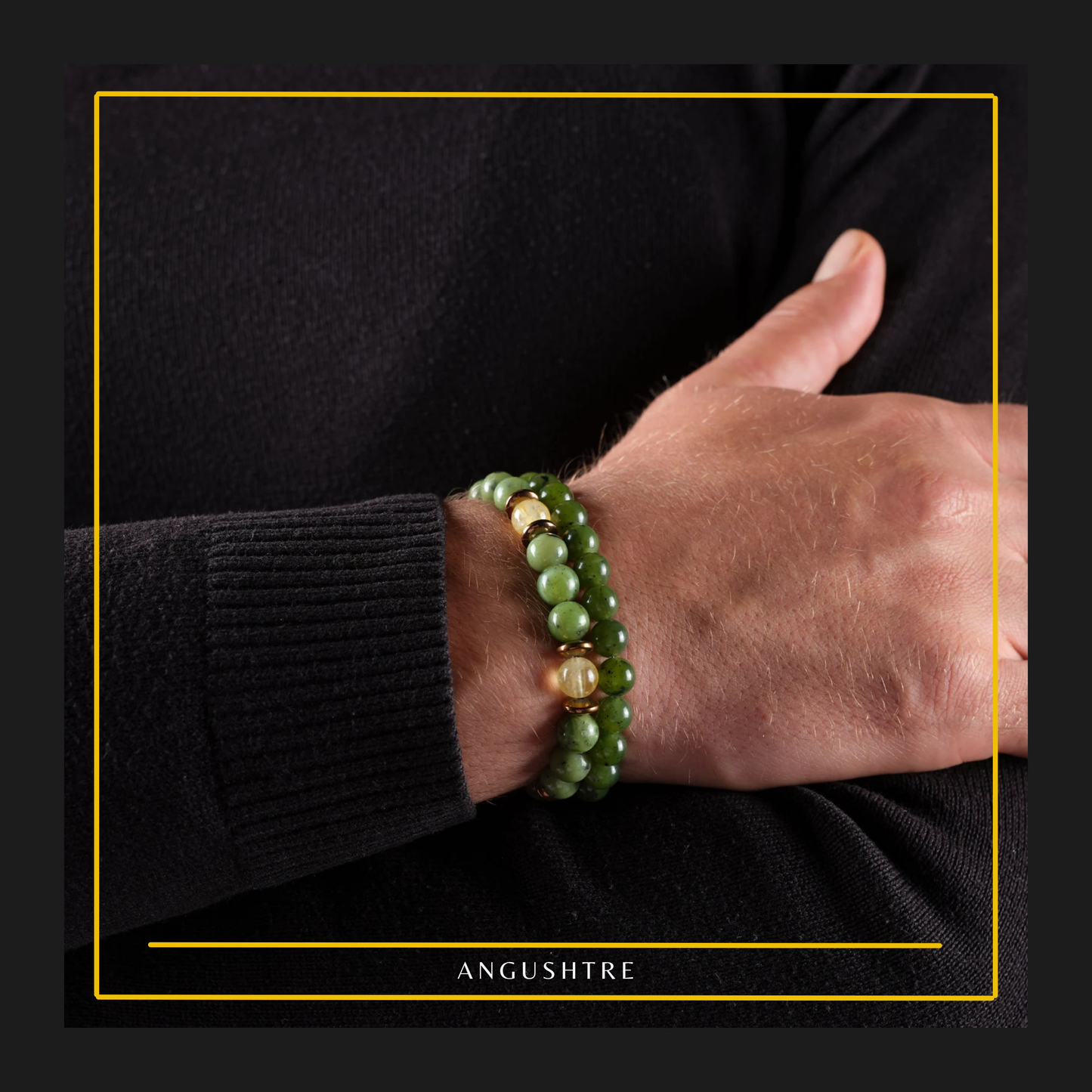 Men’s Green Jade & Citrine Bracelet Set (Set of 2) – Energy, Focus & Prosperity