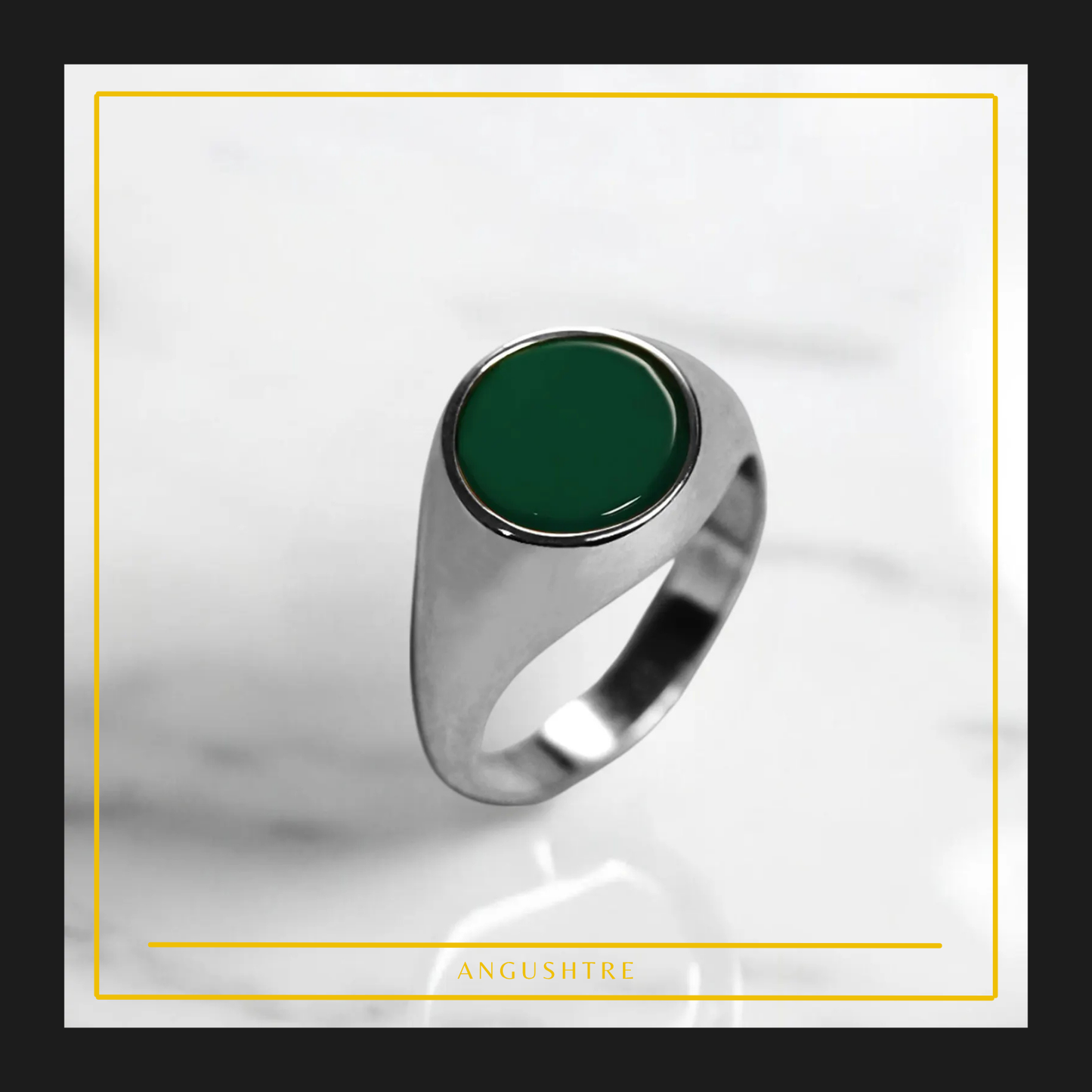 Natural Green Aqeeq Raza Men's Ring