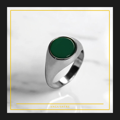 Natural Green Aqeeq Raza Men's Ring