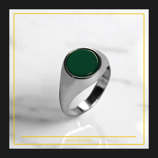 Natural Green Aqeeq Raza Men's Ring