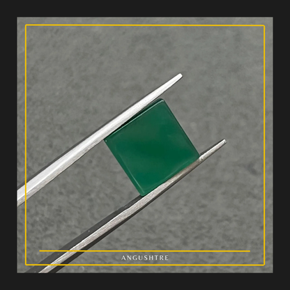 Natural Green Aqeeq Raza – Square Cut Premium Gemstone (100% Authentic)