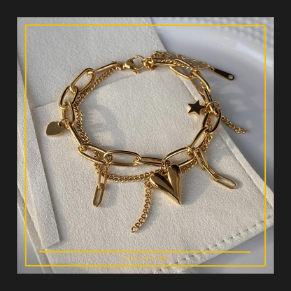 Gold Chunky Chain Bracelet Heart Bracelet