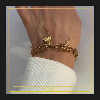 Gold Chunky Chain Bracelet Heart Bracelet