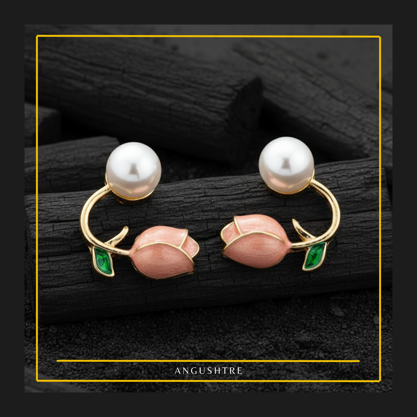 Elegant Leaf Pearl Stud Earrings – Minimalist Daily Wear