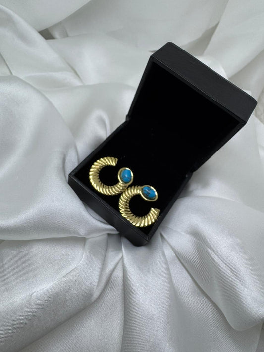 Stainless Steel Blue Beaded earrings