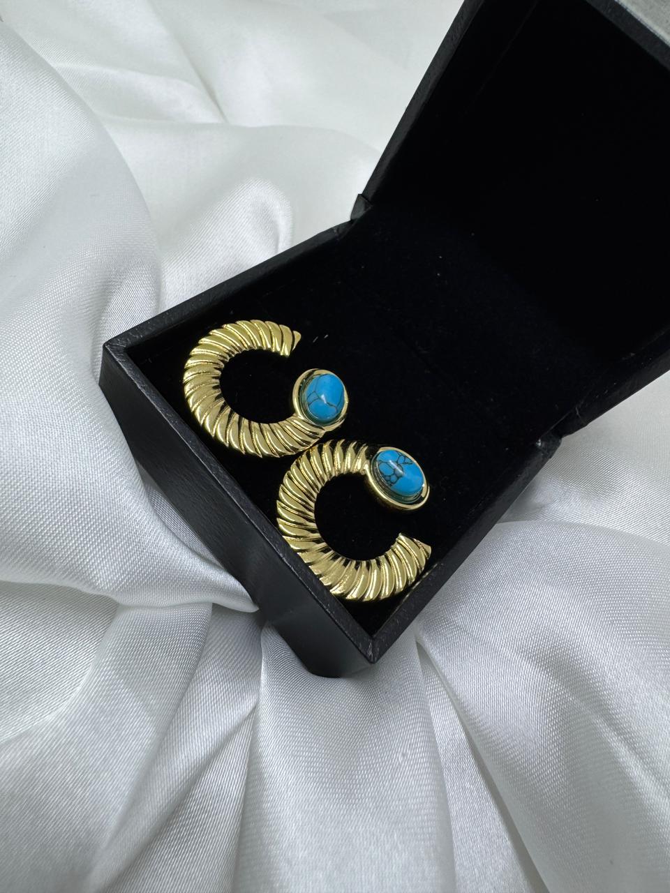 Stainless Steel Blue Beaded earrings