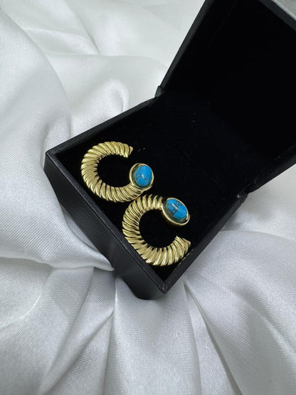 Stainless Steel Blue Beaded earrings