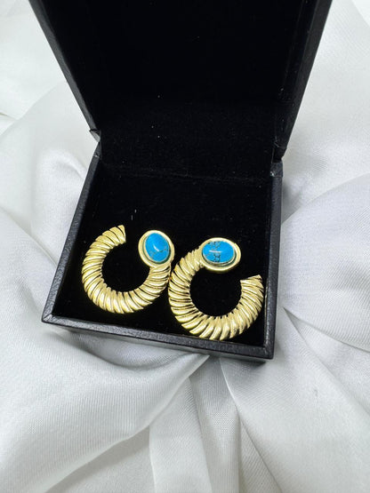 Stainless Steel Blue Beaded earrings