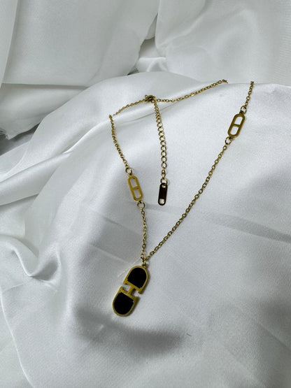 stainles steal chain with black stone