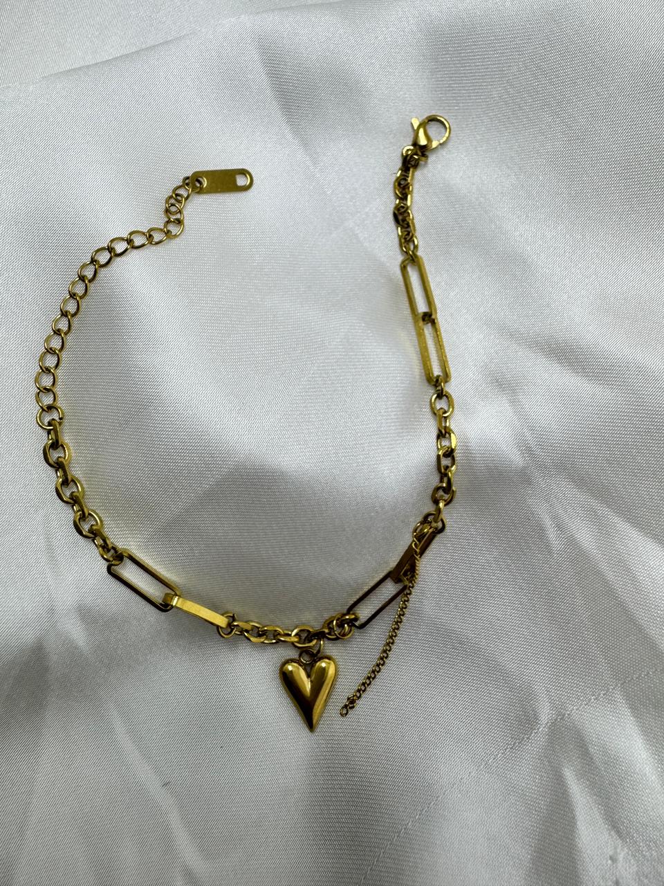 18k Gold Plated Stainless Steel Heart Bracelet