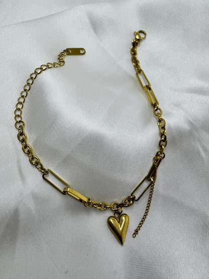 18k Gold Plated Stainless Steel Heart Bracelet